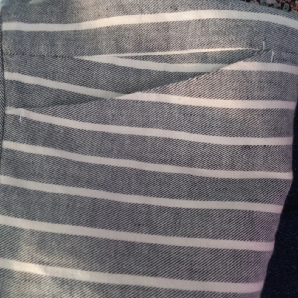 Banana Republic Avery Striped Gray/white Linen Blend Women's Pants 8